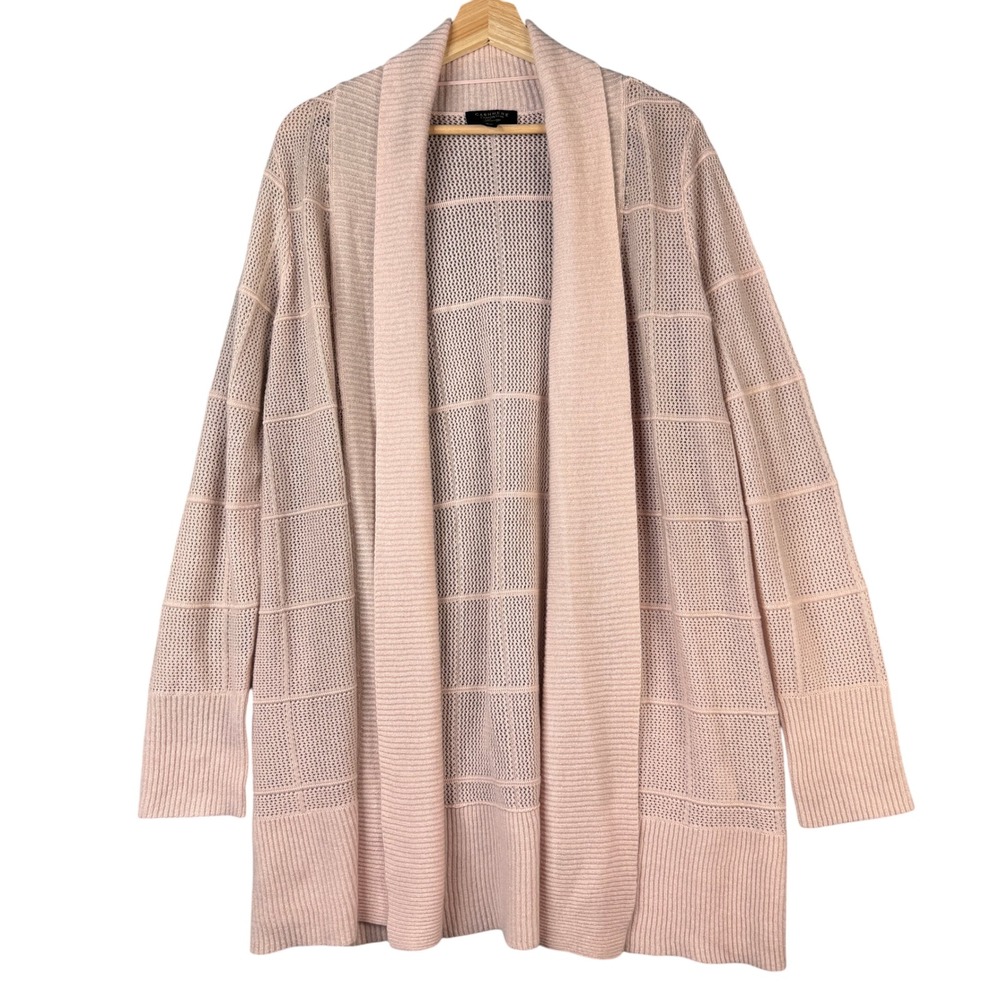 Charter Club Luxury 100% Cashmere Open Front Shawl Cardigan Blush Pink Size XL